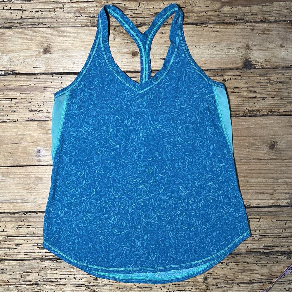 Lululemon Fast Lane Singlet Foli Manifesto Bali Breeze Tofino Teal Size 6